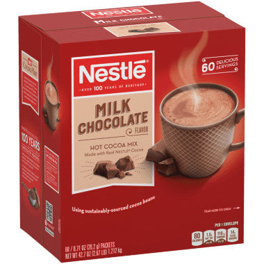 Nestle Milk Chocolate Hot Cocoa Mix Packet 60 Count - 6/Case | Smooth and Creamy
