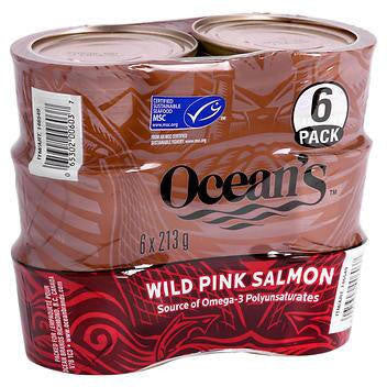Ocean's Wild Pink Salmon, 6 x 213 g - Delightful and Nutrient-Rich Seafood