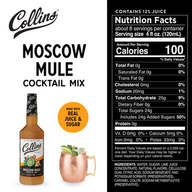 Collins Moscow Mule Cocktail Mix, 32oz/946ml