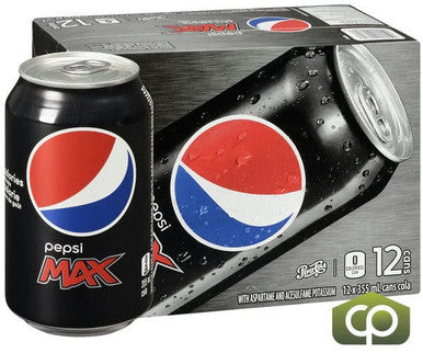 Pepsi Zero Sugar Soda Bold Cola Flavor 355 ML/12 ounces (12/Case)