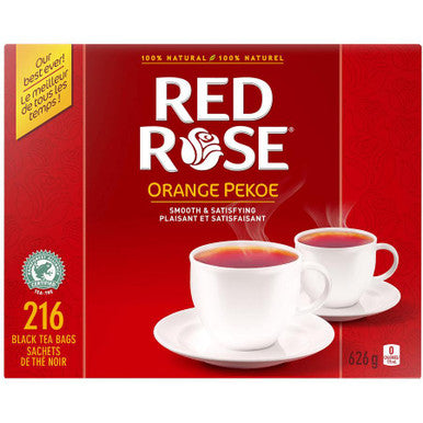 RED ROSE Orange Pekoe Black Tea | 100% Rainforest Alliance Certified | 216 Tea Bags (4/CASE)-TOTAL 864 BAGS