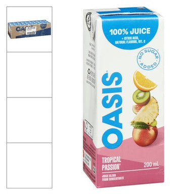 Oasis Juice Tropical Passion 200ml/6.76oz (30/Case) - Canadian Made