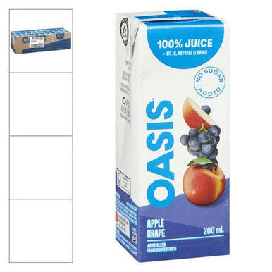 Oasis Juice Apple Grape 200ml/6.76oz (30/Case) - Canadian Made