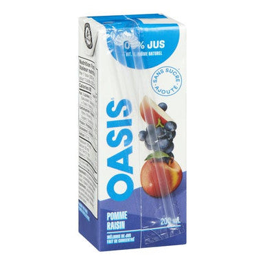 Oasis Juice Apple Grape 200ml/6.76oz (30/Case) - Canadian Made