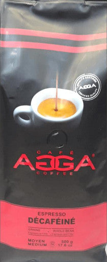 Cafe Agga DECAFFEINATO Medium Roast Coffee Beans - 500g (1.1 lbs) Bag (6/Case)