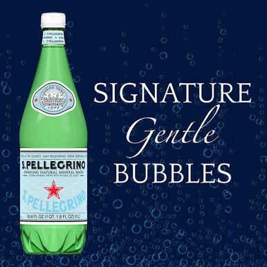 San Pellegrino Sparkling Natural Mineral Water, Plastic Bottles - 1 Litre (Pack of 12)