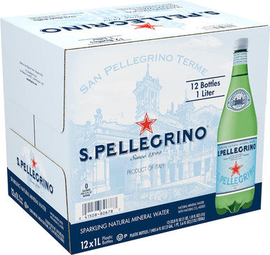San Pellegrino Sparkling Water, Plastic Bottles - 1 L (12/CASE) Pallet of 64 Cases