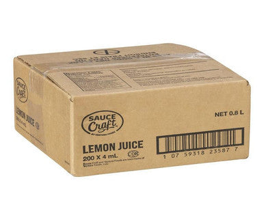 Sauccft Juice Lemon 4 ML (200/Case) Fresh Citrus Taste - Canadian Made