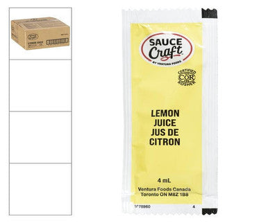 Sauccft Juice Lemon 4 ML (200/Case) Fresh Citrus Taste - Canadian Made