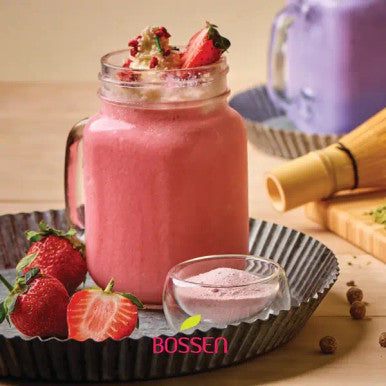 Bossen 2.2 lb/1Kg Strawberry Bubble Tea Powder Mix | Refreshing Sweet Flavor(10/Case)