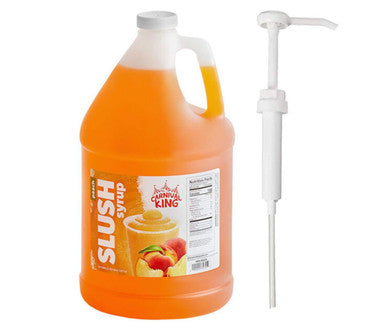 Table Top King Peach Slushy Bulk Food Syrup 5:1 Concentrate BONUS Squeeze Pump