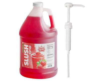 Table Top King Strawberry Slushy Syrup Bulk Food 5:1 Concentrate BONUS Squeeze Pump