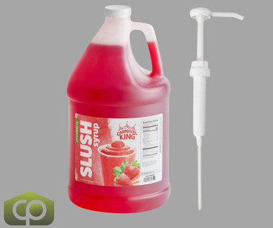 Table Top King Strawberry Slushy Syrup Bulk Food 5:1 Concentrate BONUS Squeeze Pump