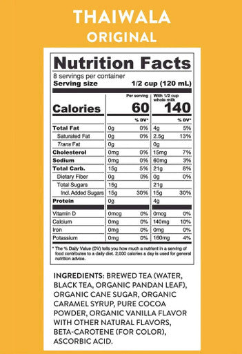 Thaiwala Original Thai Black Tea 1:1 Concentrate - 946ml (32 fl. oz) - Authentic Flavor (12/case)
