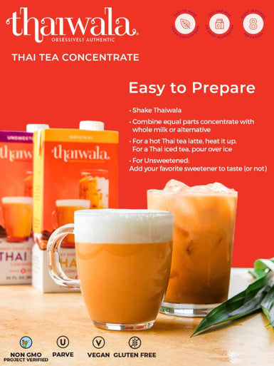 Thaiwala Original Thai Black Tea 1:1 Concentrate - 946ml (32 fl. oz) - Authentic Flavor (12/case)