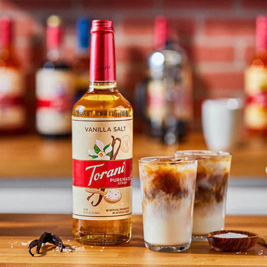 Torani 750 mL  Puremade Vanilla Salt Flavoring Syrup Glass Bottle (12/Case)