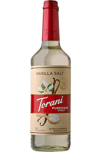 Torani 750 mL  Puremade Vanilla Salt Flavoring Syrup Glass Bottle (12/Case)