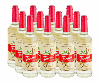 Torani 750 mL  Puremade Vanilla Salt Flavoring Syrup Glass Bottle (12/Case)