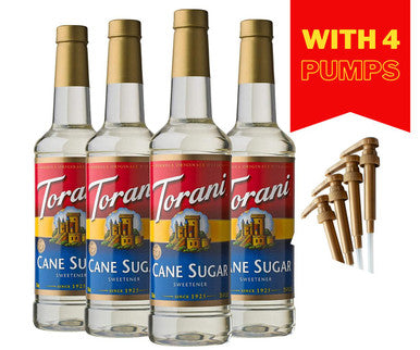Torani  Cane Sugar Sweetener, 25.4 Ounces With Pumps  bundle (Pack of 4)