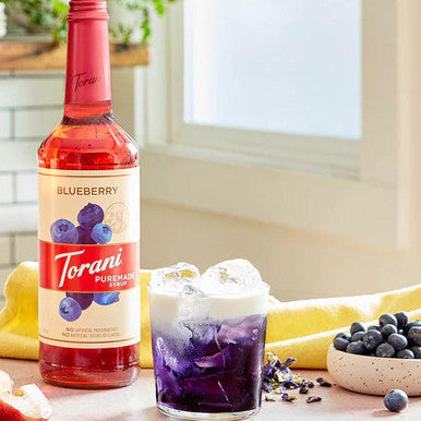 Torani Puremade Blueberry Flavoring Syrup - 750 mL of Ripe Blueberry (12/Case)