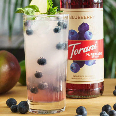 Torani Puremade Blueberry Flavoring Syrup - 750 mL of Ripe Blueberry (12/Case)