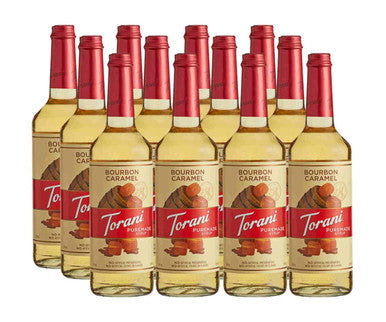 Torani Puremade Bourbon Caramel Flavoring Syrup - 750 mL (12/Case)