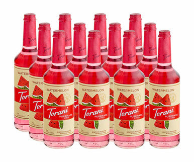 Torani Puremade Juicy Watermelon Flavoring Syrup 750 mL Glass Bottle (12/Case)