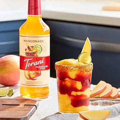Torani Puremade Mangonada Flavoring Syrup - 750 mL of Fragrant Mango (12/Case)
