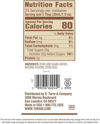 Torani Puremade Maple Flavoring Syrup - 750 mL of Sweet Maple Bliss (12/Case)