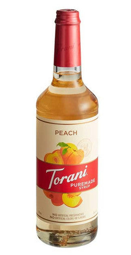 Torani Puremade Peach Flavoring Syrup - 750 mL of Glass Bottle (12/Case)