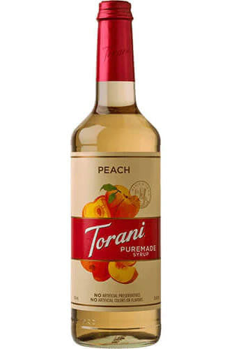 Torani Puremade Peach Flavoring Syrup - 750 mL of Glass Bottle (12/Case)