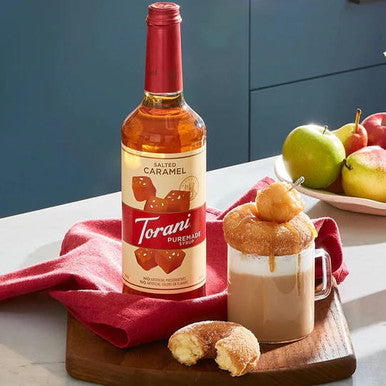Torani Puremade Salted Caramel Flavoring Syrup - 750 mL of Sweet (12/Case)
