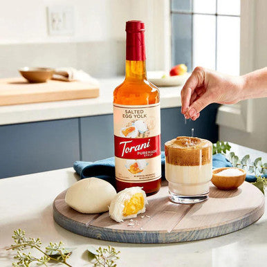 Torani Puremade Salted Egg Yolk Flavoring Syrup - 750 mL of Savory (12/Case)