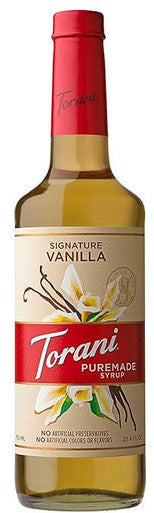 Torani Puremade Signature Vanilla Flavoring Syrup - 750 mL of Sweet (12/Case)