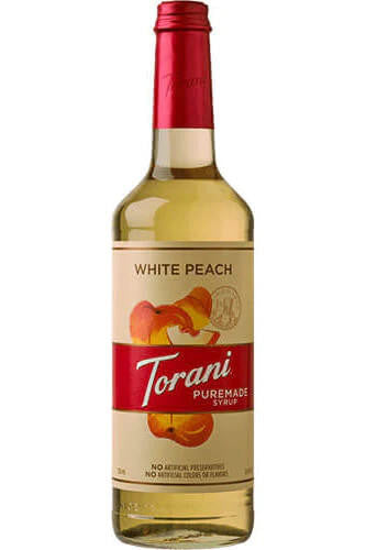 Torani Puremade Sweet White Peach Flavoring Syrup 750 mL Glass Bottle (12/Case)