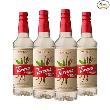 Torani Puremade Vanilla Flavoring Syrup 750 mL Glass Bottle (12/Case)