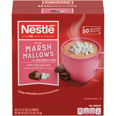 Nestle Rich Chocolate Hot Cocoa Mix with Marshmallows Packet 50 Count - 6/Case | Creamy Chocolate