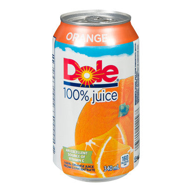 Dole Orange Juice, 100 Percent, Can | 340ML/Unit, 12 Units/Case
