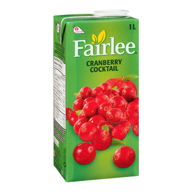 Fairlee Cranberry Cocktail Juice, 25 Percent, Tetra | 1L/Unit, 12 Units/Case