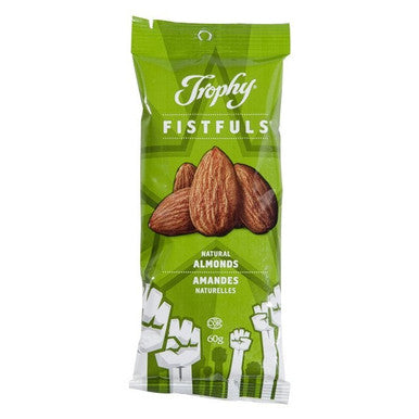 Trophy Fistfuls Natural Almonds, Individually Wrapped Pack | 12X60G/Unit, 4 Units/Case