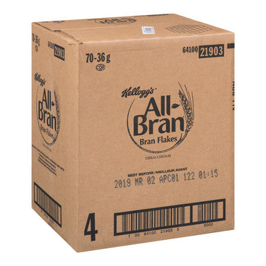 Kellogg's All Bran Flake Cereal, Portion | 36G/Unit, 70 Units/Case