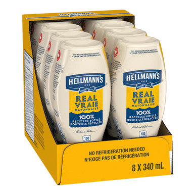 Hellmann's Real Mayonnaise, Squeeze Bottle | 340ML/Unit, 8 Units/Case