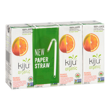KIJU Mango Orange Juice, 100 Percent, Organic, Tetra | 4X200ML/Unit, 8 Units/Case