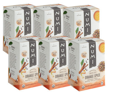 Numi Organic Orange Spice Tea Bags 16-Box, Smooth White Tea (6/Case)