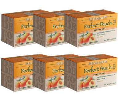 Bigelow Perfect Peach Herbal Tea Bags - Juicy, 20-Count (6/Case)