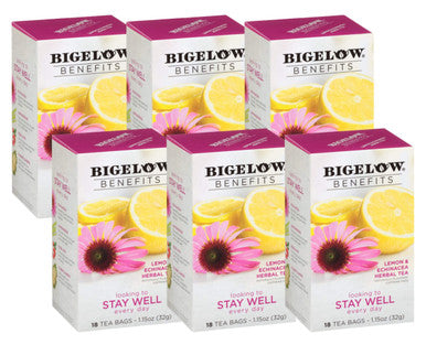 Bigelow Benefits Herbal Tea Bags, Lemon and Immune Support - 18/Box (6/Case)