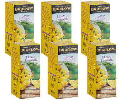 Bigelow I Love Lemon Herbal Tea Bags - All-Natural, 28-Count (6/Case)