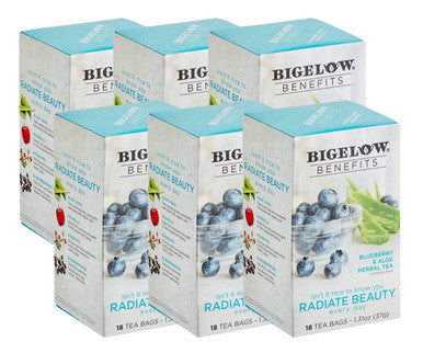 Bigelow Benefits Blueberry and Aloe Herbal Tea Bags - 18/Box (6/Case)