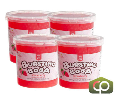 Bossen Pure25 Strawberry Bursting Boba 7.04 lb. (3.19 kg) - 4/Case | Real Juice