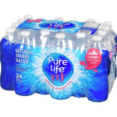 Pure Life Natural Spring Purified Bottled Water, 500ml, 24/CASE(84 Cases Per Pallet)